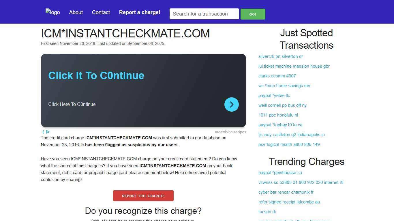 What is ICM*INSTANTCHECKMATE.COM? | Credit Card Charge Explained | ScamCharge