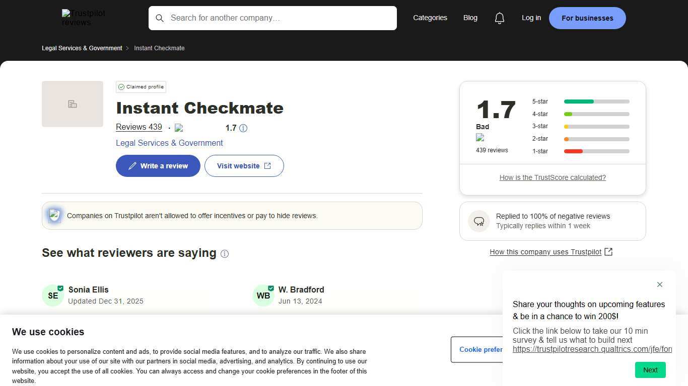 Instant Checkmate Reviews | Read Customer Service Reviews of instantcheckmate.com | 2 of 22